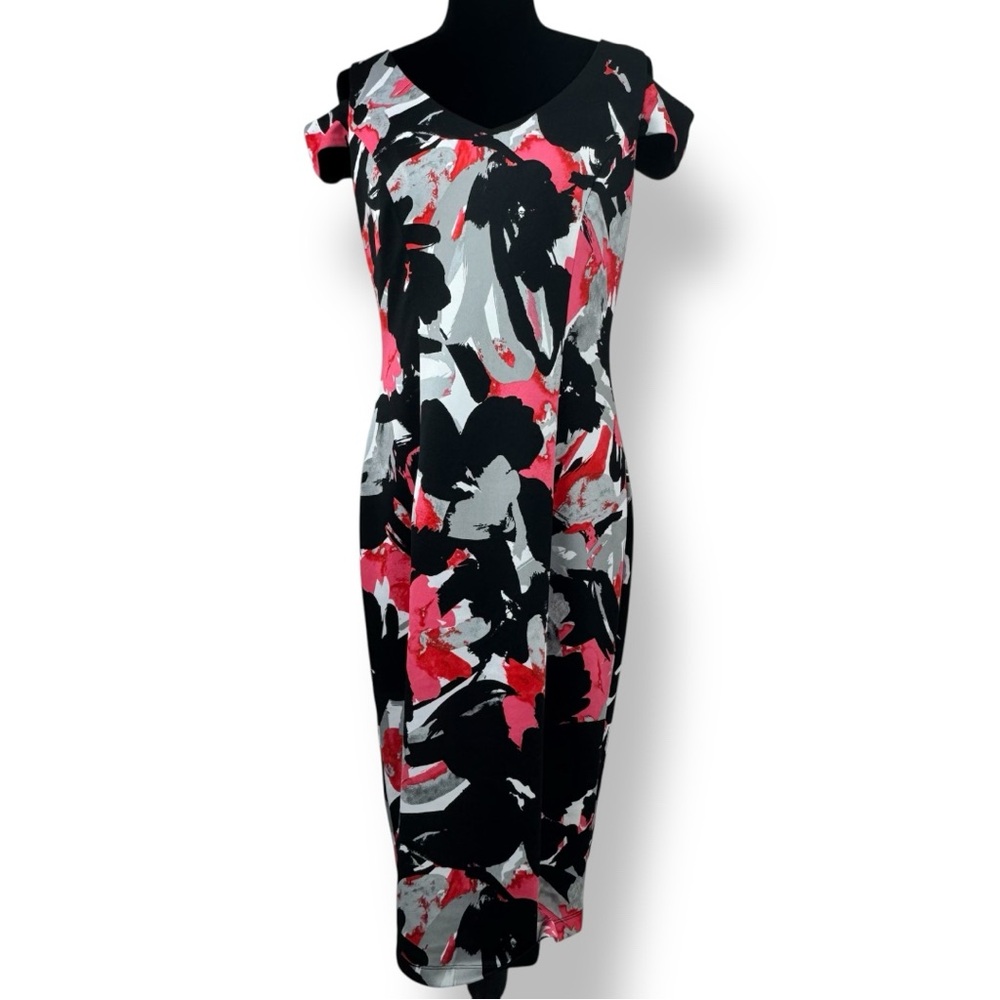 London Times Cold Shoulder Floral Dress Sz 10 RN 58142 Work Office Evening Party